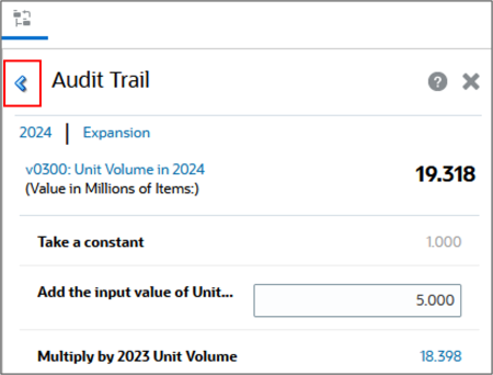 Freccia blu per audit trail evidenziata